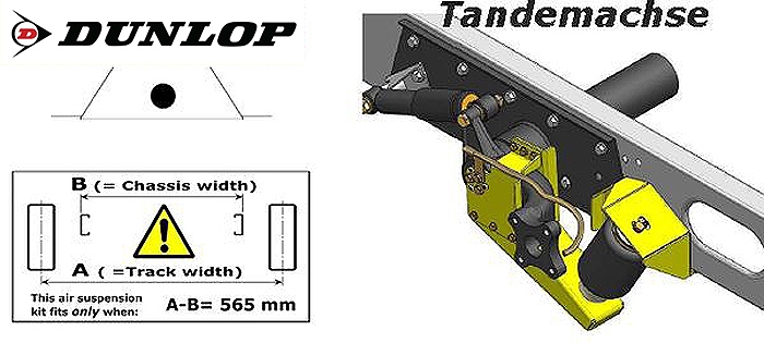 ALKO (AL-KO)- Chassis- 2007-2011 Standard Radaufnahme- Tandemachse, Zweikreis Zusatz-Luftfederanlage, syst. LF3, inkl. Montage ALKO (AL-KO)- Chassis- 2007-2011 Standard Radaufnahme- Tandemachse, Zweikreis Zusatz-Luftfederanlage, syst. LF3, inkl. Montage