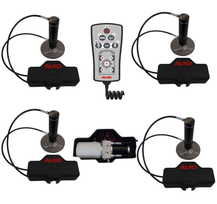 Hydraulische Hubstützen Anlage für Fiat Ducato m. Blattfeder 2006-2013, HY4 ALKO (PHA) Kl. 2 bis 6,0t zGG, 12V