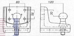 Kugelkopf- Flanschkugel-Kupplungskugel 4- Loch 30mm unter, 25,1kN