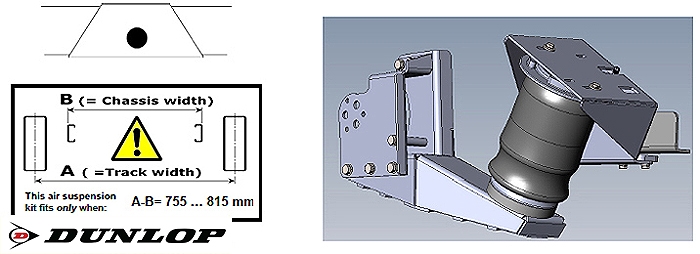 Luftfederung für ALKO (AL-KO)- Chassis- 2011- Standard Radaufnahme- ohne ALC Level Control, Einzelachse- Breitspur, spez. für auflaufendes Chassis, Zweikreis Zusatz-Luftfederanlage, syst. LF3, inkl Montage Luftfederung für ALKO (AL-KO)- Chassis- 2011- Standard Radaufnahme- ohne ALC Level Control, Einzelachse- Breitspur, spez. für auflaufendes Chassis, Zweikreis Zusatz-Luftfederanlage, syst. LF3, inkl Montage