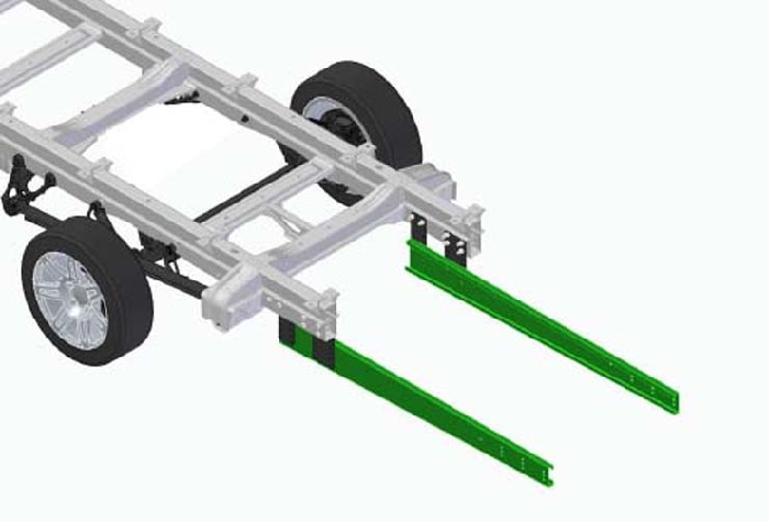 Rahmenverlängerung 1870mm Basis BOSStow Typ 01 für VW Crafter 35, MAN TGE 35 Frontantrieb, Bj. 2018-