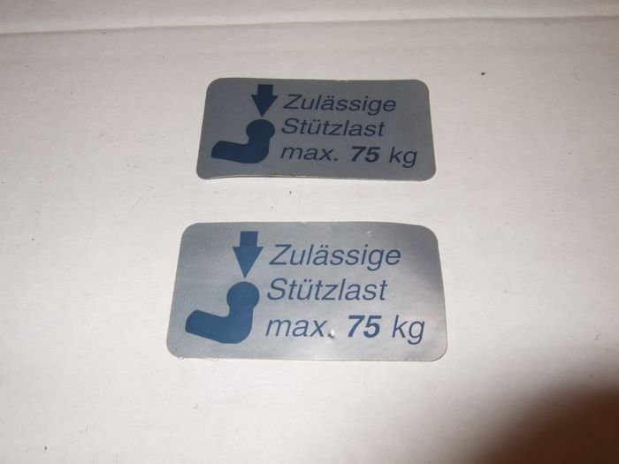 Stützlastschild, selbstklebend, 75 kg Stützlastschild, selbstklebend, 75 kg